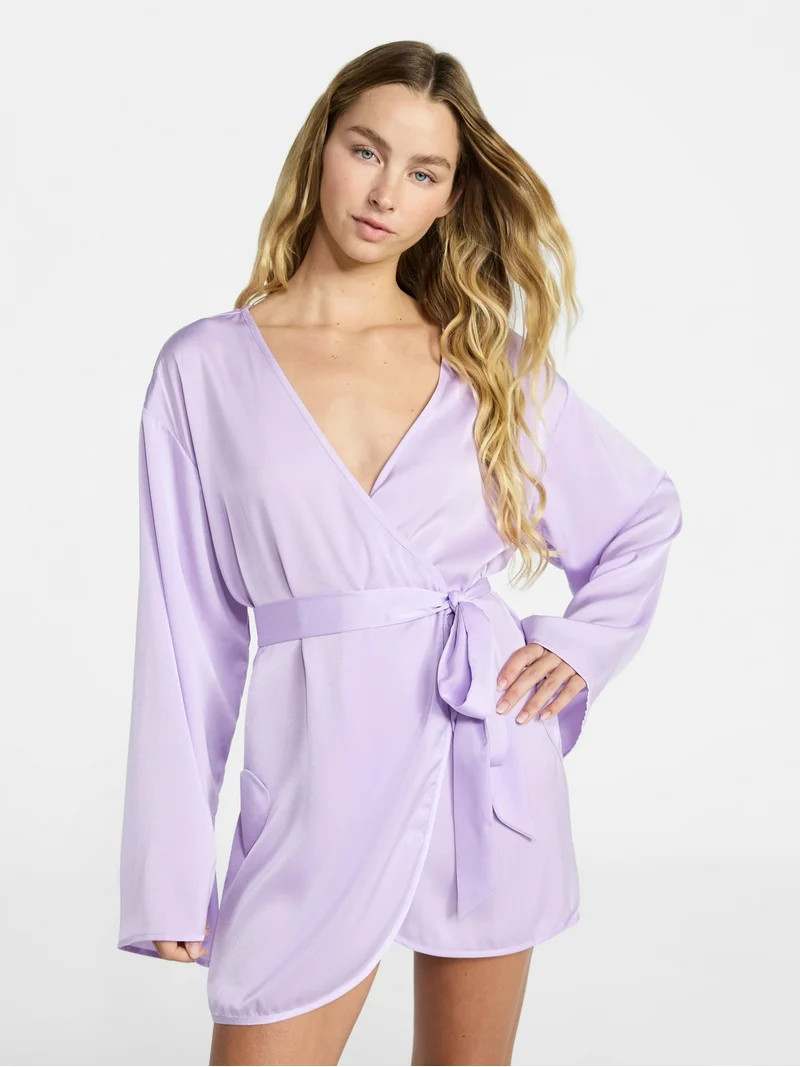 No Boundaries Sleepwear Satin Robe, Women's XS-XXL | Walmart (US)
