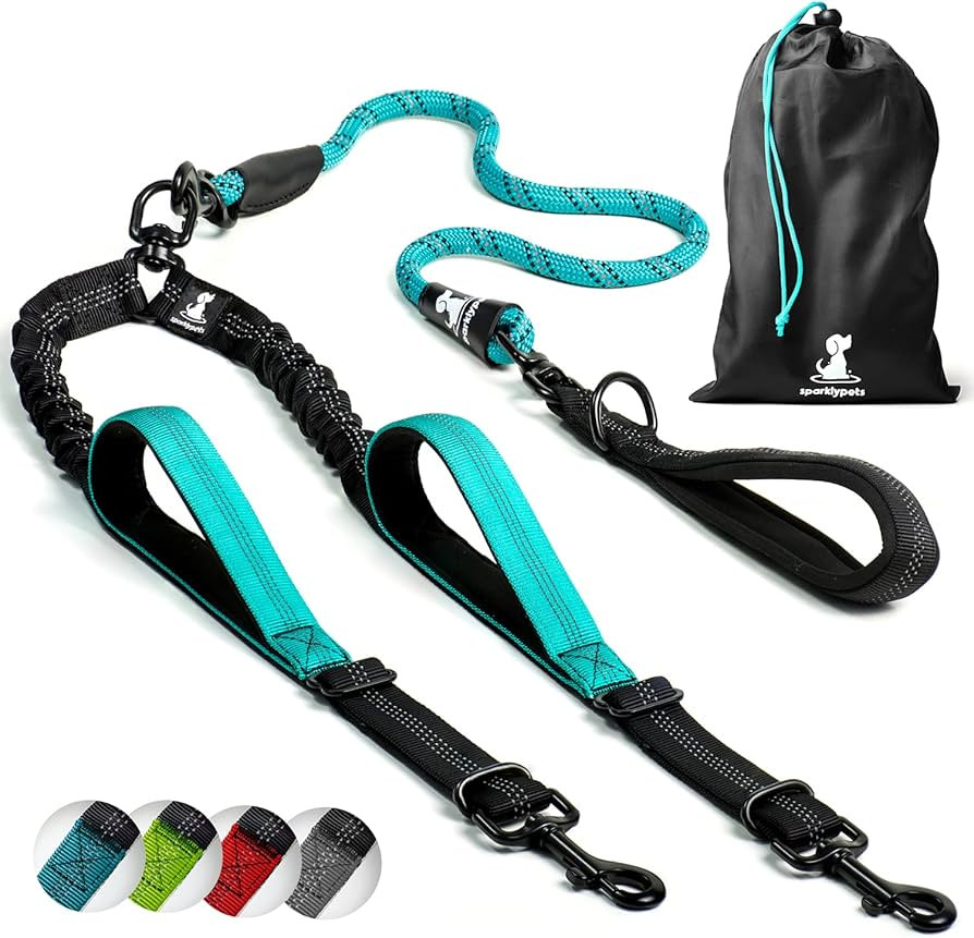SparklyPets Double Dog Leash for 2 Dogs – Rope Bungee Dual Leash for Medium and Large Breeds wi... | Amazon (US)
