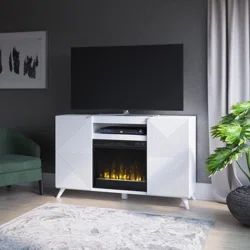 Tessio TV Stand for TVs up to 60 inches with Electric Fireplace Included | Wayfair North America