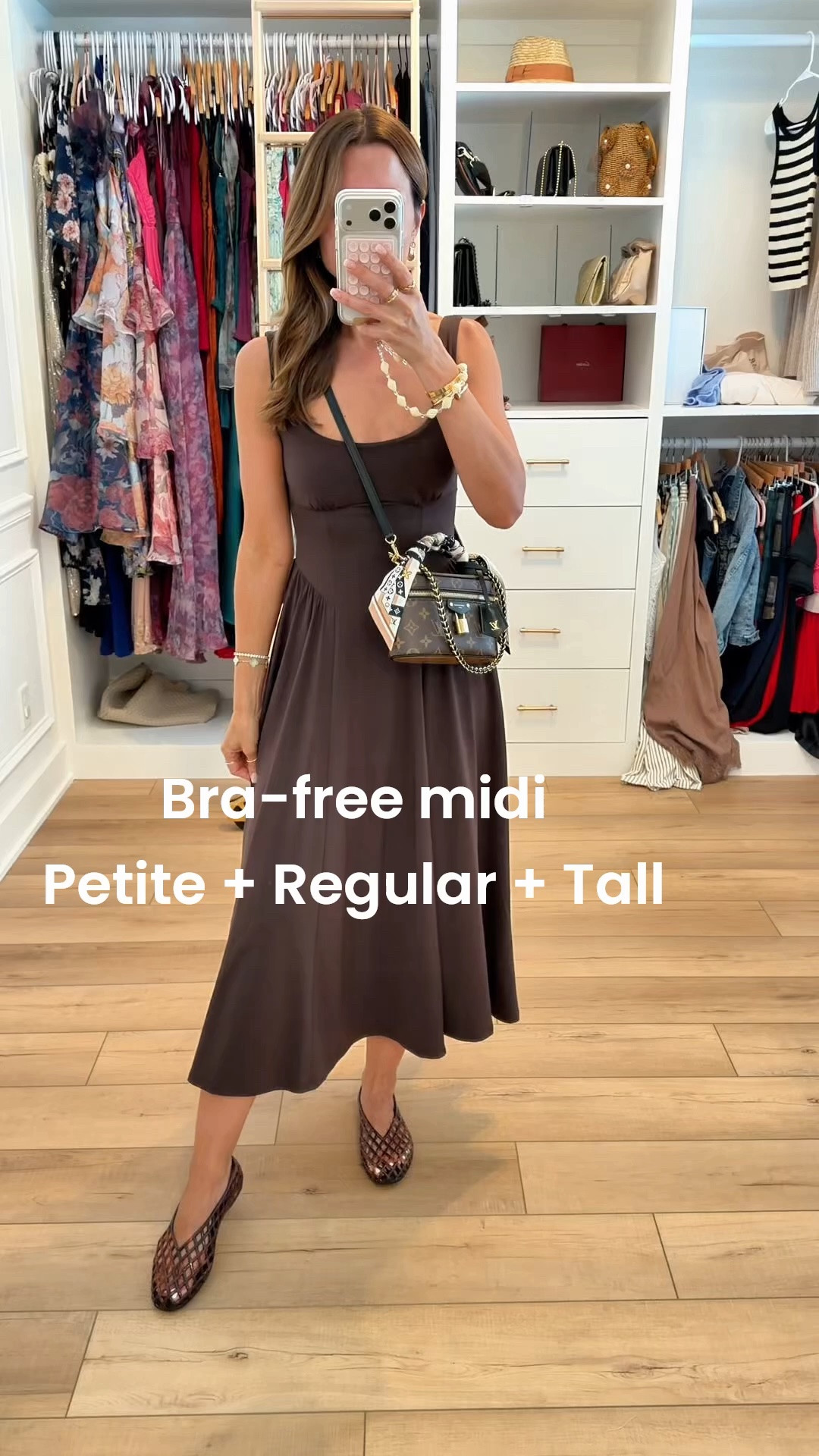 New bra-free midi dress in XXS petite. Modal and cotton blend. Summer dress. Summer outfit. Fall dress. Fall outfit. Jelly ballet flats our whole size is only. They run a little bit big. I’m a 6.5 and sized down to a 6 in these. Elevated casual outfit. Mom outfit.

#LTKootd #LTKPetite #LTKgrwm