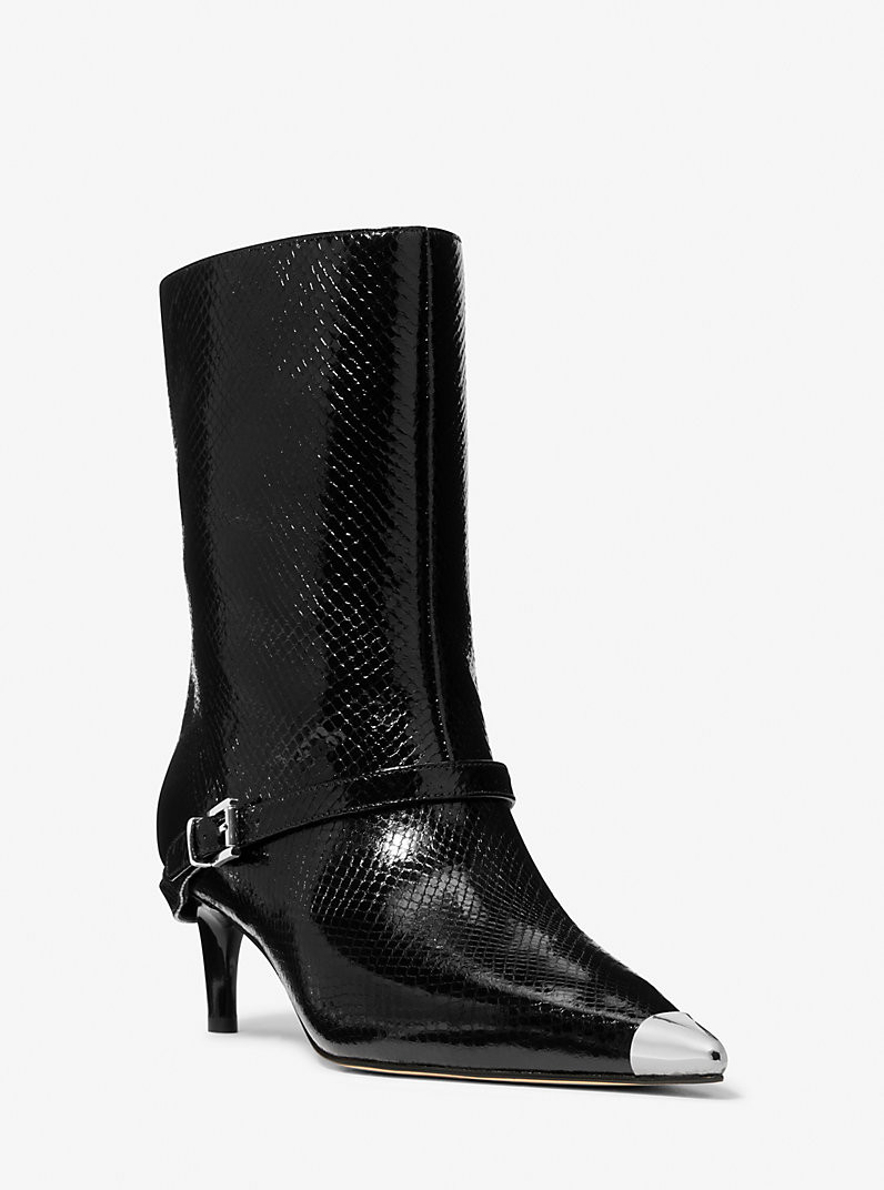 Kasia Snake Embossed Leather Buckle Boot | Michael Kors US