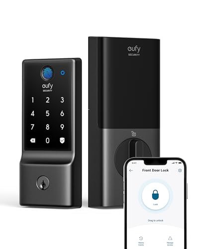 eufy Security Smart Lock C220, Fingerprint Keyless Entry Door Lock, Built-in Wi-Fi, App Remote Control, Front Door Smart Lock Deadbolt, 8Months Battery, Reliable Power, IP53 Waterproof, BHMA Grade 3 | Amazon (US)