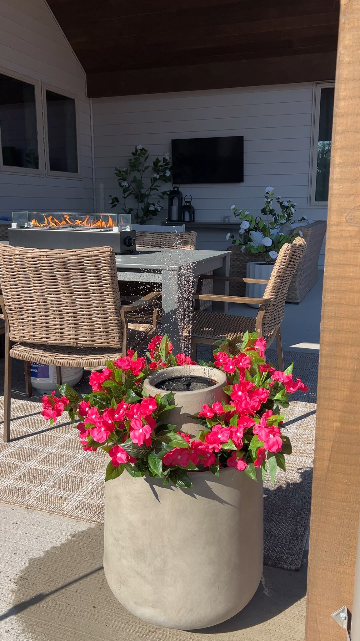 Backyard patio planter water fountain! 

Patio refresh
Patio aesthetic 
Potio plants
Planters outdoor
Patio decor ideas
Summer patio vibes

#LTKSeasonal #LTKHome