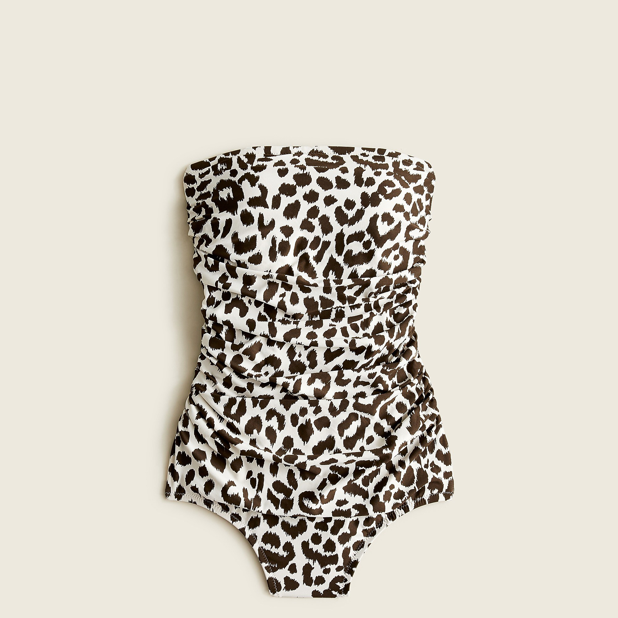 Ruched bandeau one-piece swimsuit in leopard print | J. Crew US