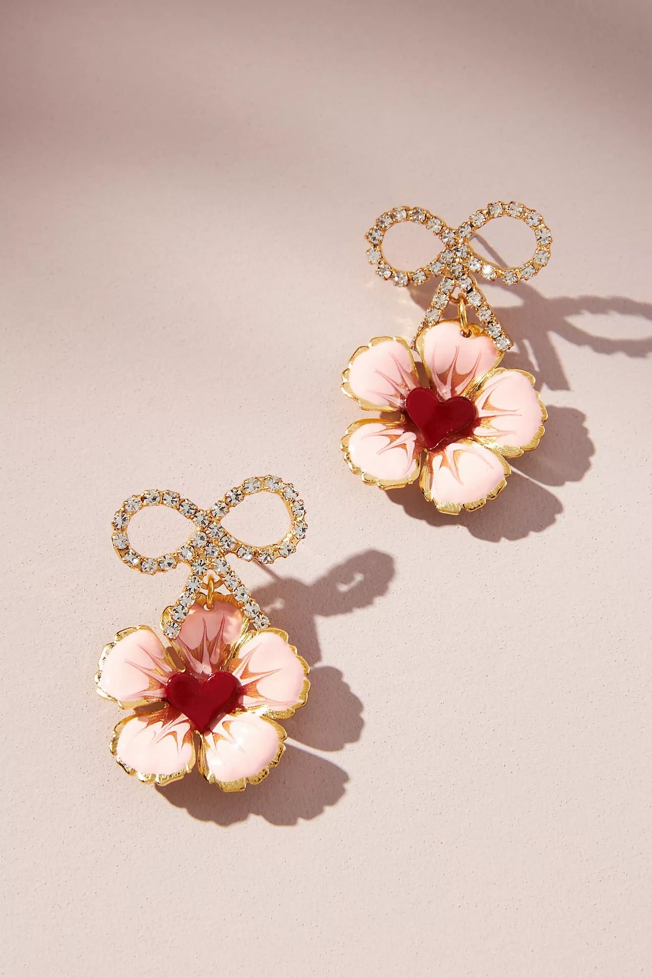 The Pink Reef Floral Bow Earrings | Anthropologie (US)