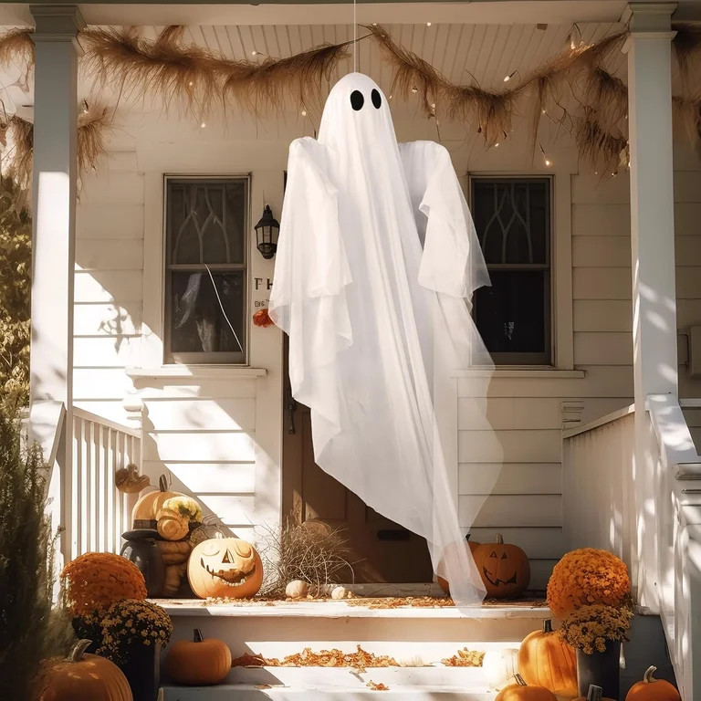 Ayieyill Halloween Ghost Decor with White LED Light, 47\u201d Light up Hanging Ghost Halloween Ya... | Walmart (US)