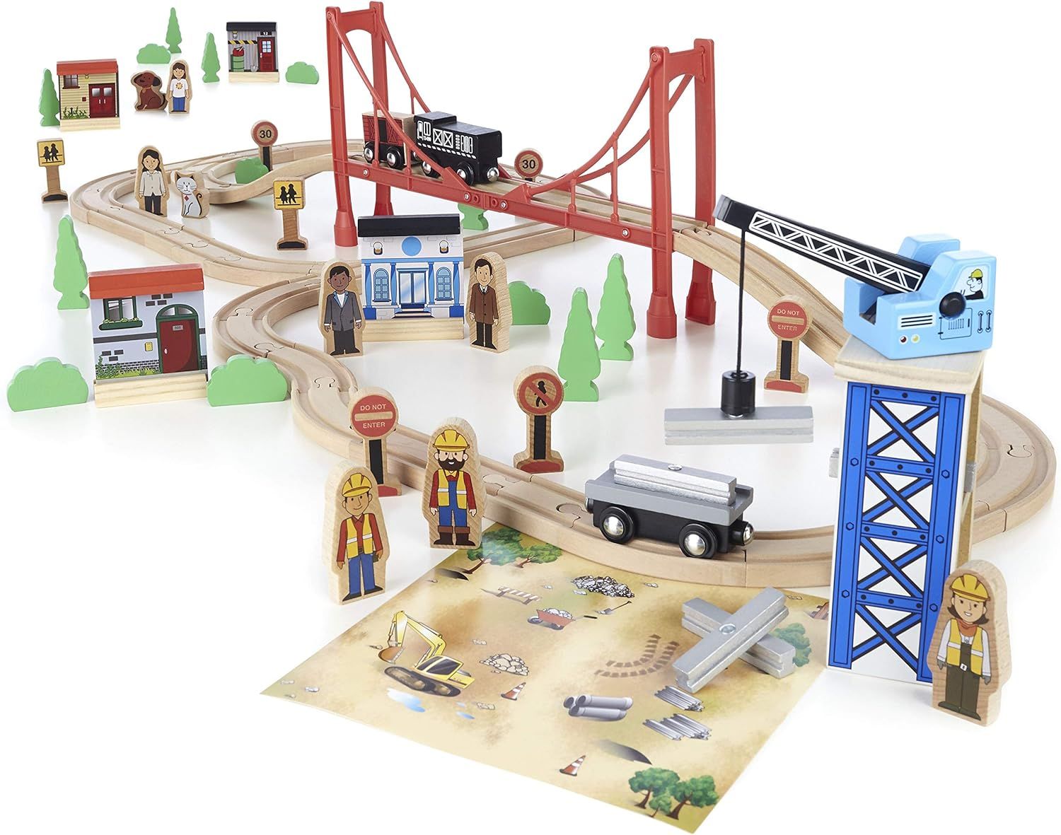 Imaginarium Mega Wooden Train Set, for Ages 3-6, 80 Pieces | Amazon (US)