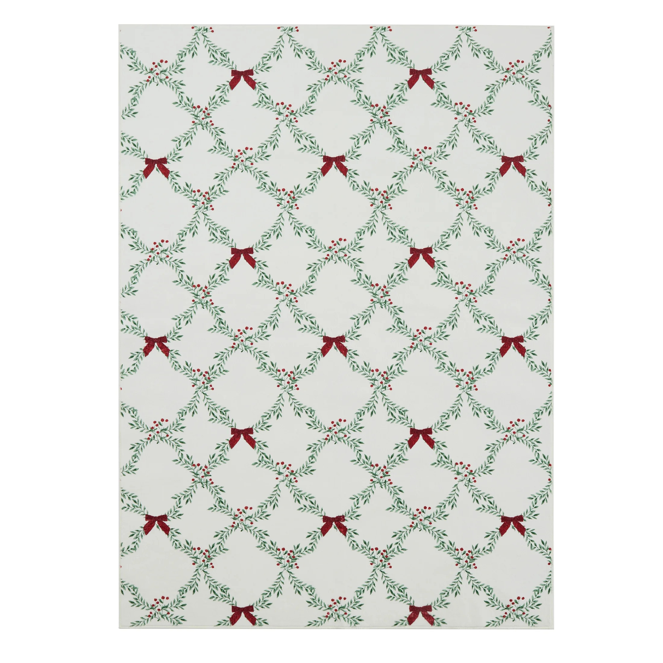 My Texas House White/Green Wreath Faux Fur Washable Indoor Area Rug, 5' x 7' | Walmart (US)