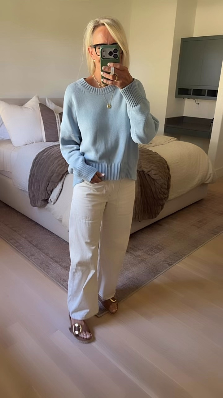 100% organic cotton sweater!
Wearing small so it is true to size comes in so many colors.
This particular color is a seasonal color and I love it so much! 

@Quince @jcrew ￼

#LTKdayinmylife #LTKgrwm #LTKOver40