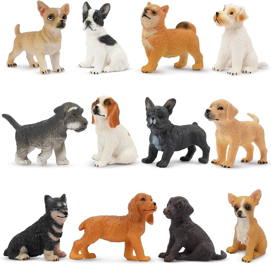 TOYMANY 12PCS Mini Dog Figurines Toy Set, Realistic Detailed Plastic Puppy Figures Playset, Hand ... | Amazon (CA)