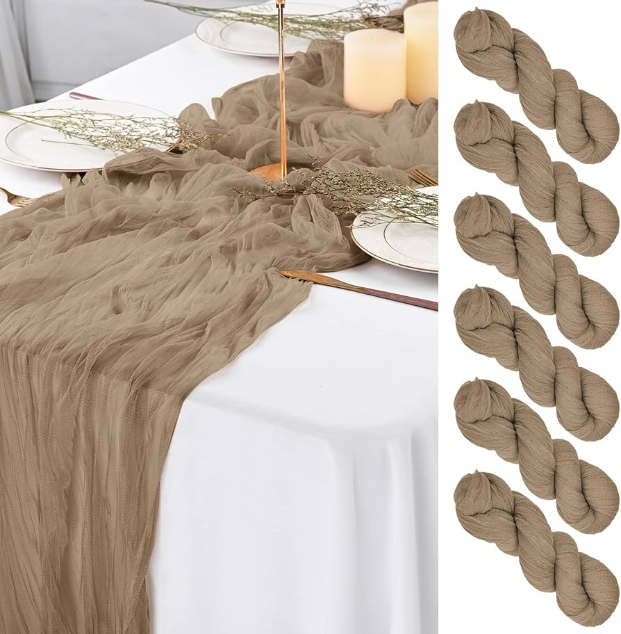 6Pack Coffee Cheesecloth Table Runner, Gauze Fabric Boho Table Runner 29"x120"Cheesecloth Table R... | Amazon (US)