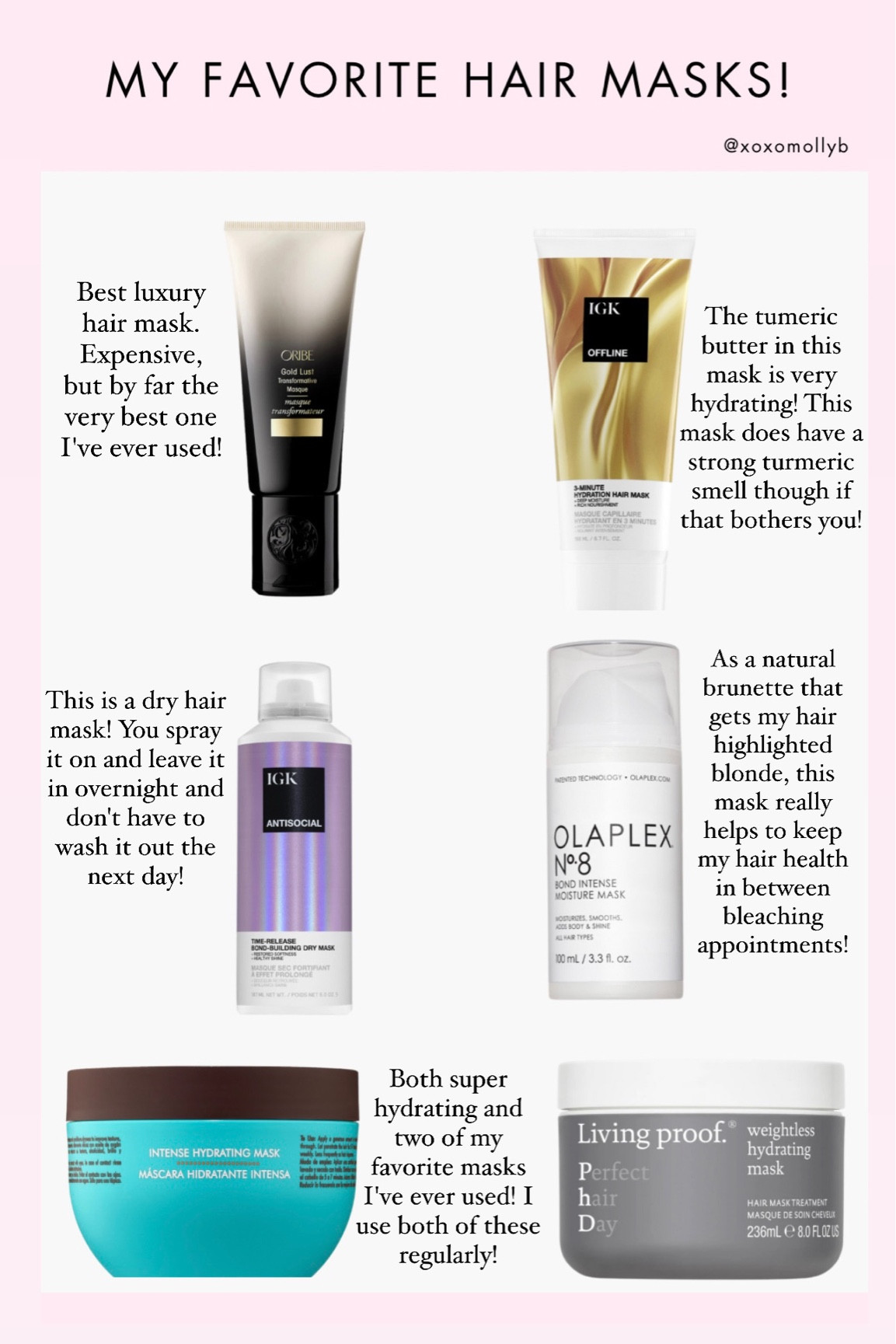 My all time favorite hair masks!

Applying a hair mask and leaving it in your hair and then putting on a shower cap and sleeping in the mask overnight is a gem during weeks like these! The shower cap keeps the mask from getting all over your pillow, but it also helps to trap heat inside, which opens up the cuticle on your hair shaft - allowing the mask to really soak in! Rinse it out in the morning and your hair will feel amazing! I typically sleep in a hair mask at least once a month in the winter time when my hair tends to be dryer and it really helps keep it healthy.

#LTKMostLoved 
Hair masks, hair mask, hair products, beauty products, Sephora finds, Ulta finds

#LTKFindsUnder50 #LTKBeauty