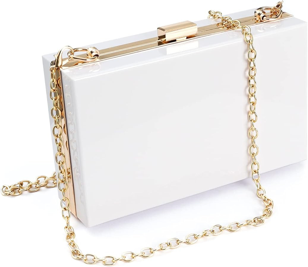WJCD Clear Acrylic Crossbody Purse - Stadium Approved Box Clutch with Gold Chain, Small Transpare... | Amazon (US)