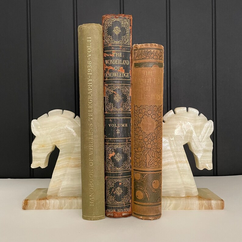 Pair of vintage hand carved onyx horse bookends | Etsy (US)