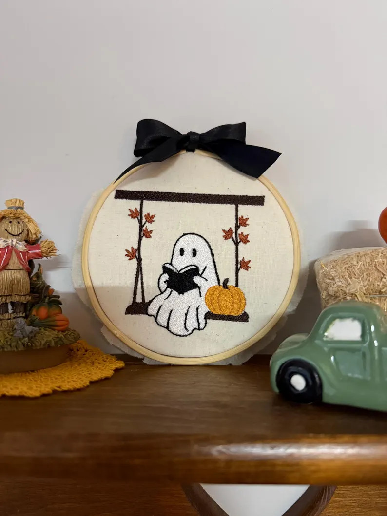 Ghost on Swing Embroidery Hoop Decor | Spooky Cute Cottagecore Halloween Wall Art | Playful Autum... | Etsy (US)
