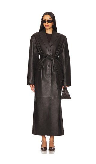 Formosa Leather Coat in Dark Brown | Revolve Clothing (Global)