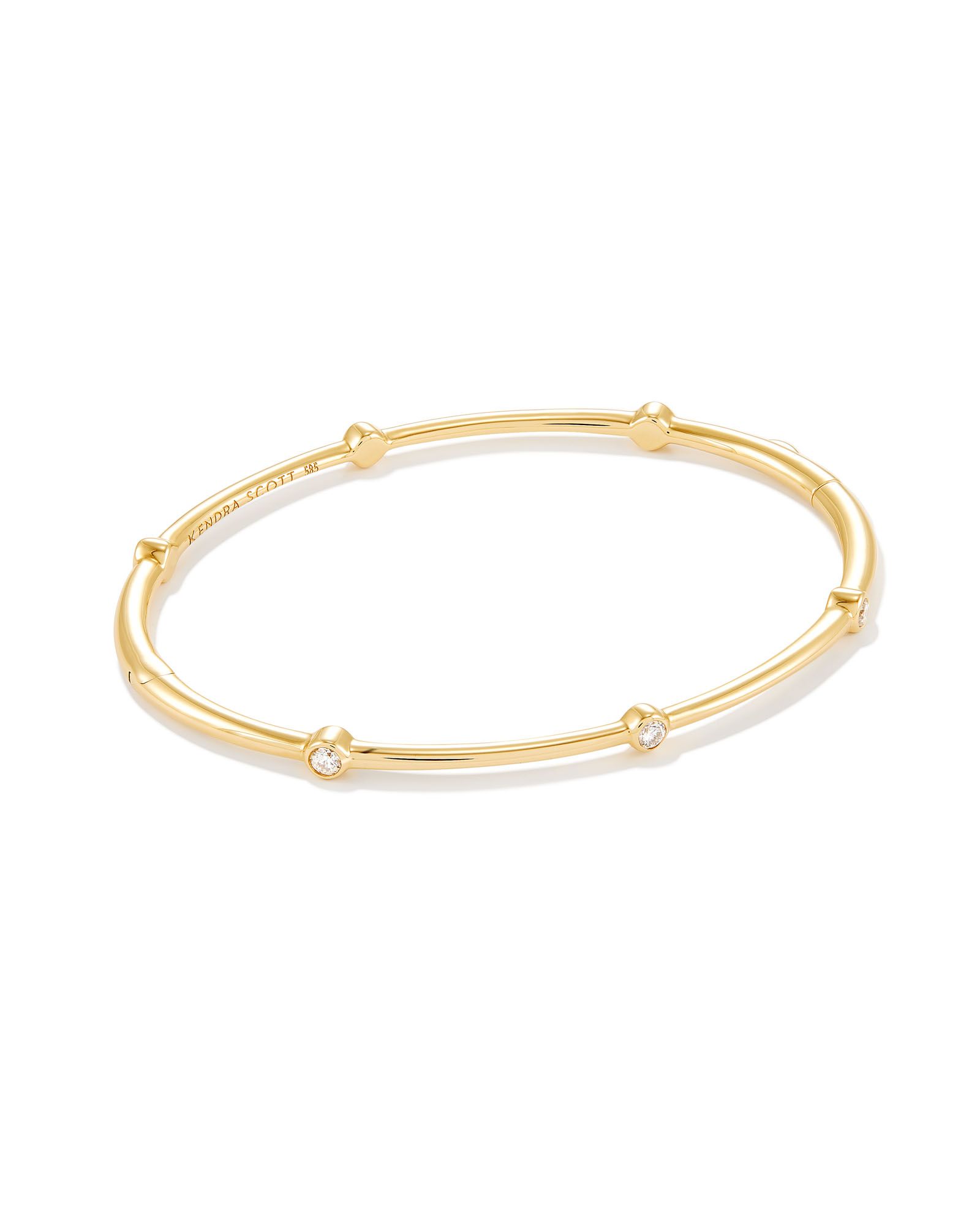 Audrey 14k Yellow Gold Bangle Bracelet in White Diamonds | Kendra Scott | Kendra Scott