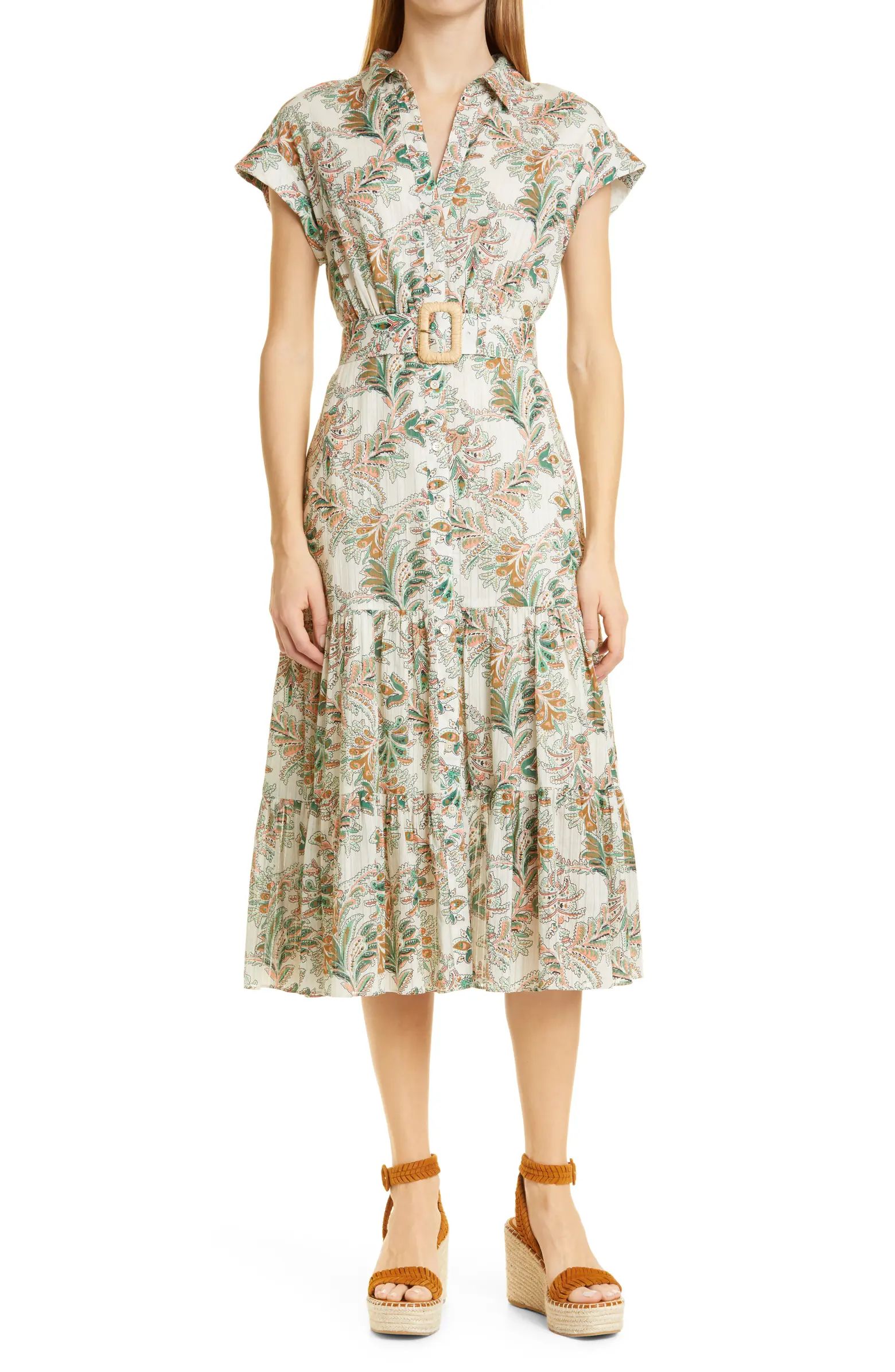 Vanessa Floral Belted Cotton Shirtdress | Nordstrom