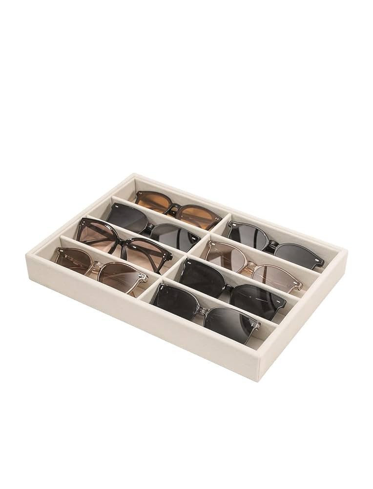 Coward Sunglass Organizer, Beige Velvet Glasses Trays - Eyeglasses Watches Jewelry Display - Men ... | Amazon (US)