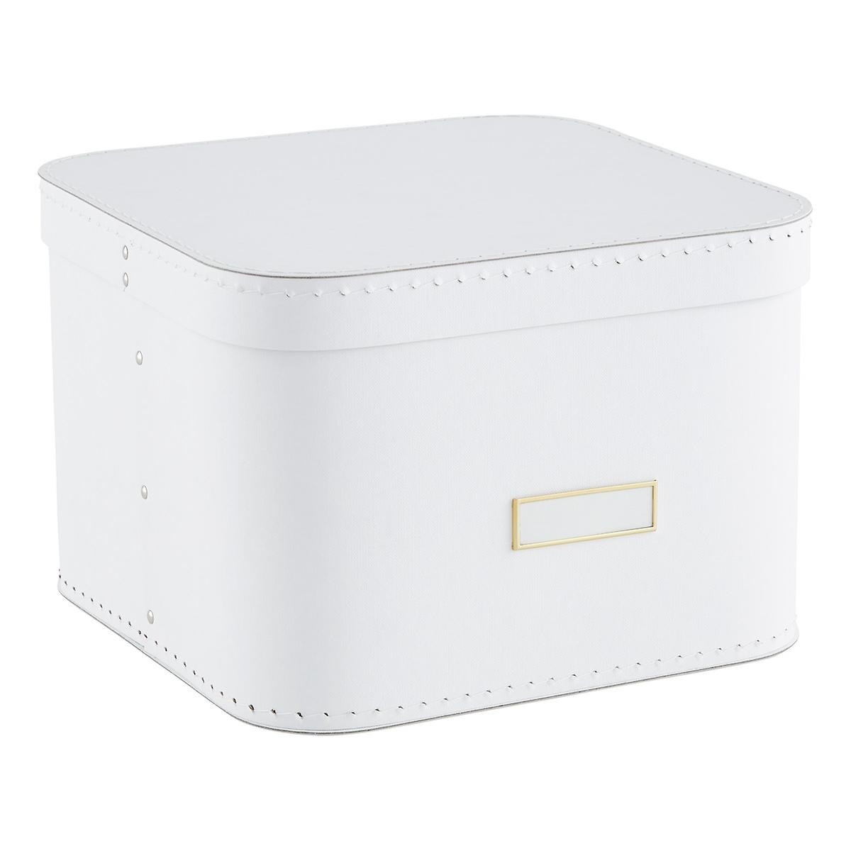 White Oskar Storage Box with Lid | The Container Store