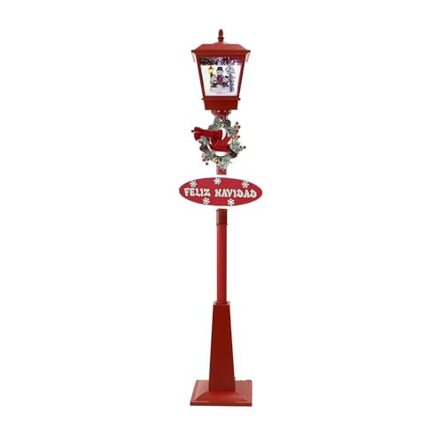 Fraser Hill Farm 71-in Musical Snowy Christmas Street Lamp in Red with Snowman Family Scene, Cascading Snow, and Music, Lighted Holiday Decoration, Winter Décor for Living Room & Foyer | Amazon (US)