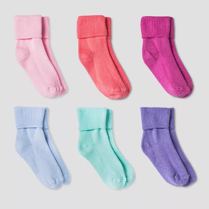 Toddler Girls' Athletic Bobby Socks 6pk - Cat & Jack™ Blue/Pink 2T-3T | Target