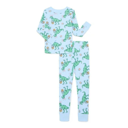 Way to Celebrate Boys Cotton Snug-Fit Top and Pants Snug Fit Pajama Set, 2-Piece, Sizes 4-10 | Walmart (US)