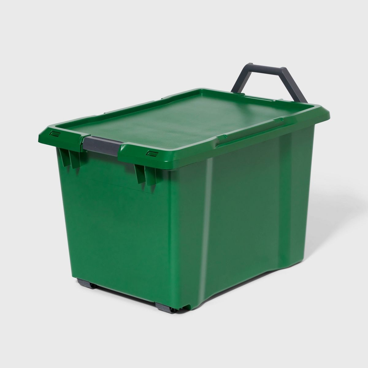 32gal Latching Rolling Storage Tote Green with Gray Handle and Latches - Brightroom™ | Target