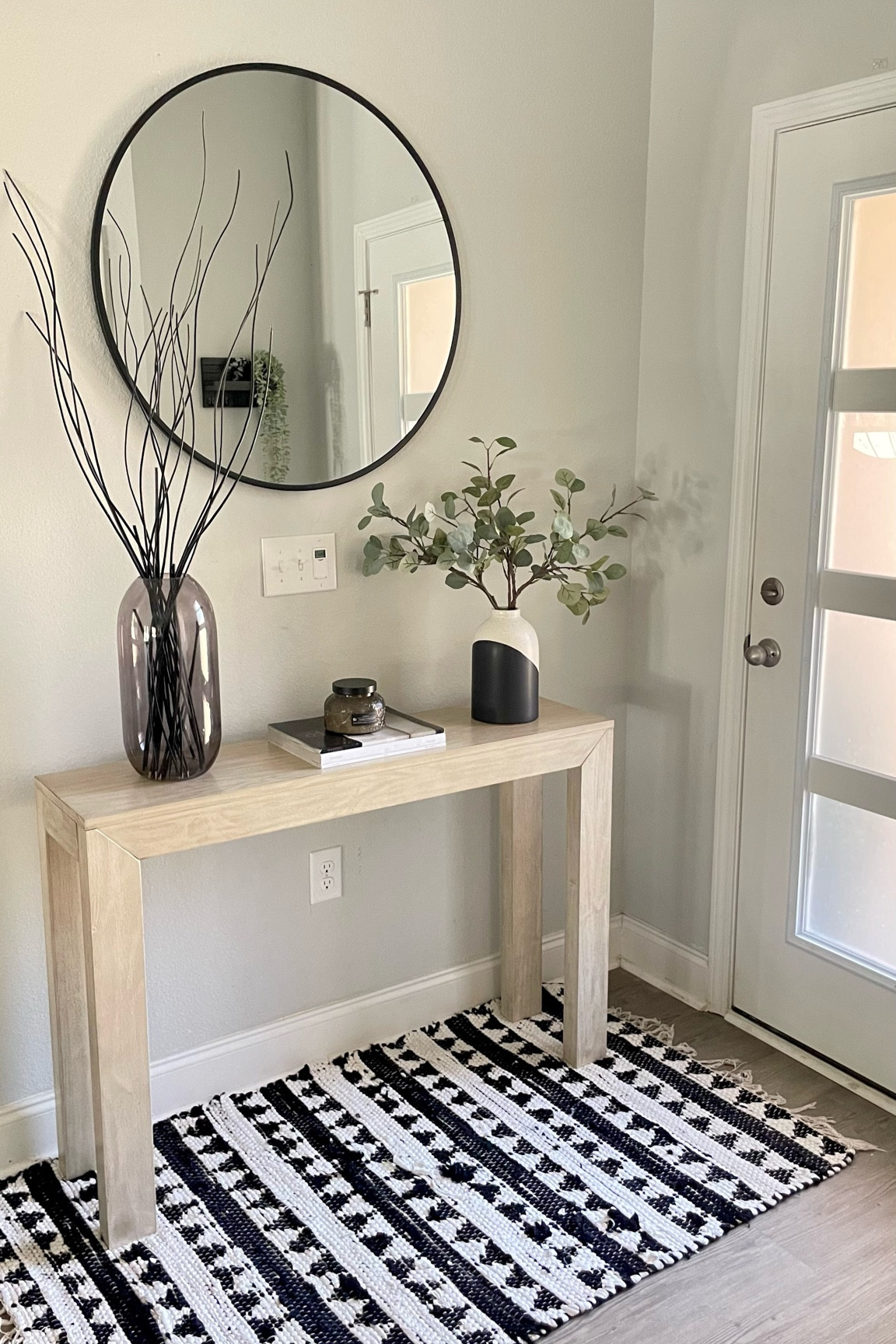 Organic modern entry way, neutral modern, neutral entry way table, simple entry way, modern entry way, Entry way styling, modern entry way, small entry way decor, minimalist entry way, entry way bench, entry way ideas, black circle round mirror 

#entrywaystyling #entrywaytable #entrywaydecor #entrywaystyle #neutralentryway #smallentryway#LTKVideo 

#LTKHome #LTKSaleAlert