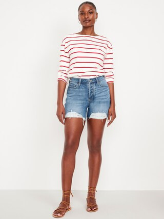 Curvy High-Waisted OG Jean Cut-Off Shorts -- 5-inch inseam | Old Navy (US)