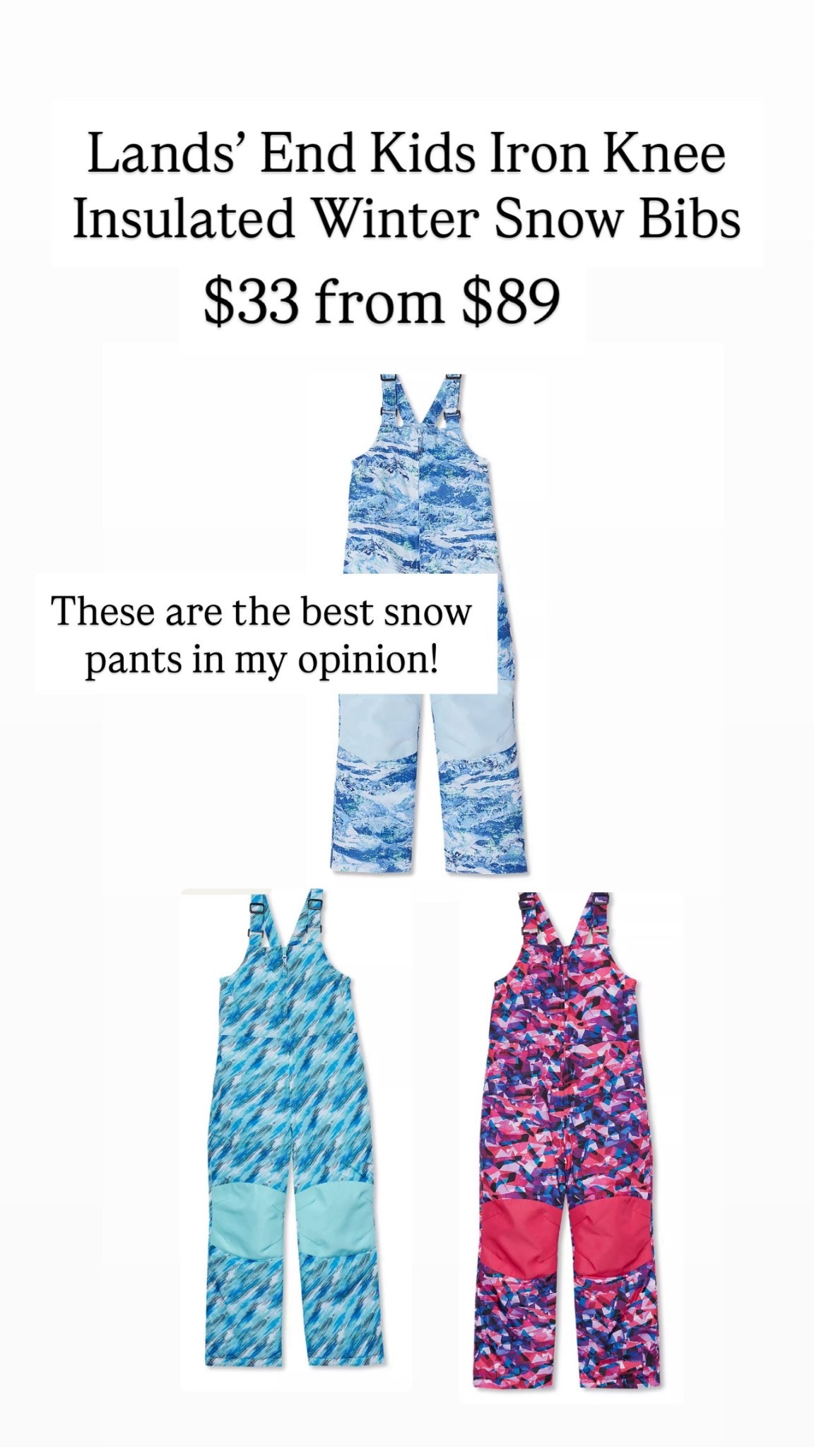 Lands’ End bin snow pants are great, too!!! 

#LTKKids #LTKSaleAlert