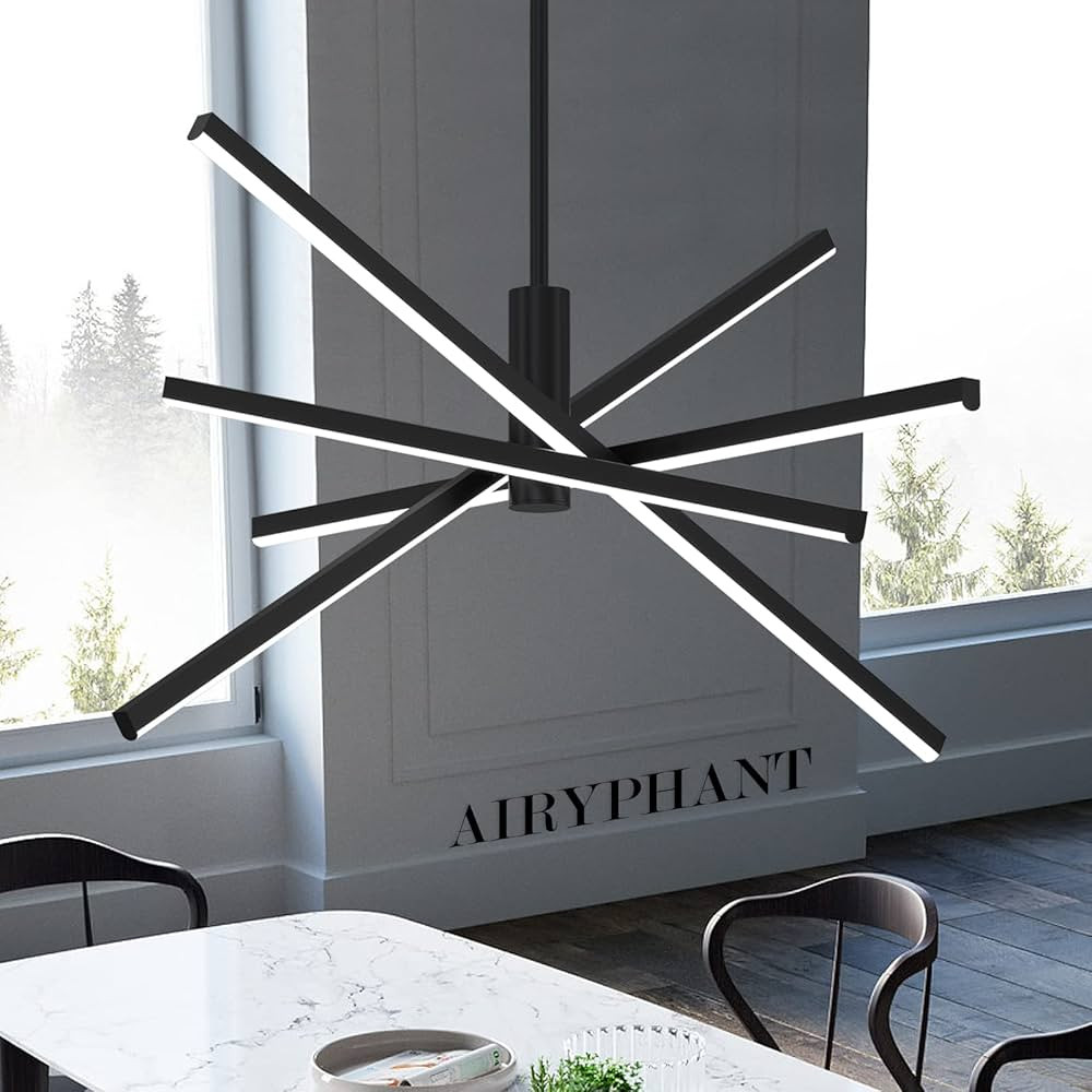 AIRYPHANT Black LED Chandelier for Dining Room, 27.76in Dimmable 4-Lights Modern Ceiling Pendant ... | Amazon (US)