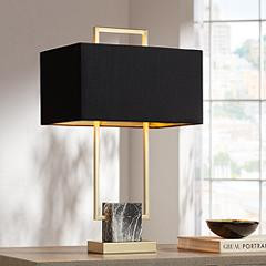 360 Lighting Carl 24 3/4" Black and Gold Rectangle Table Lamp | Lamps Plus