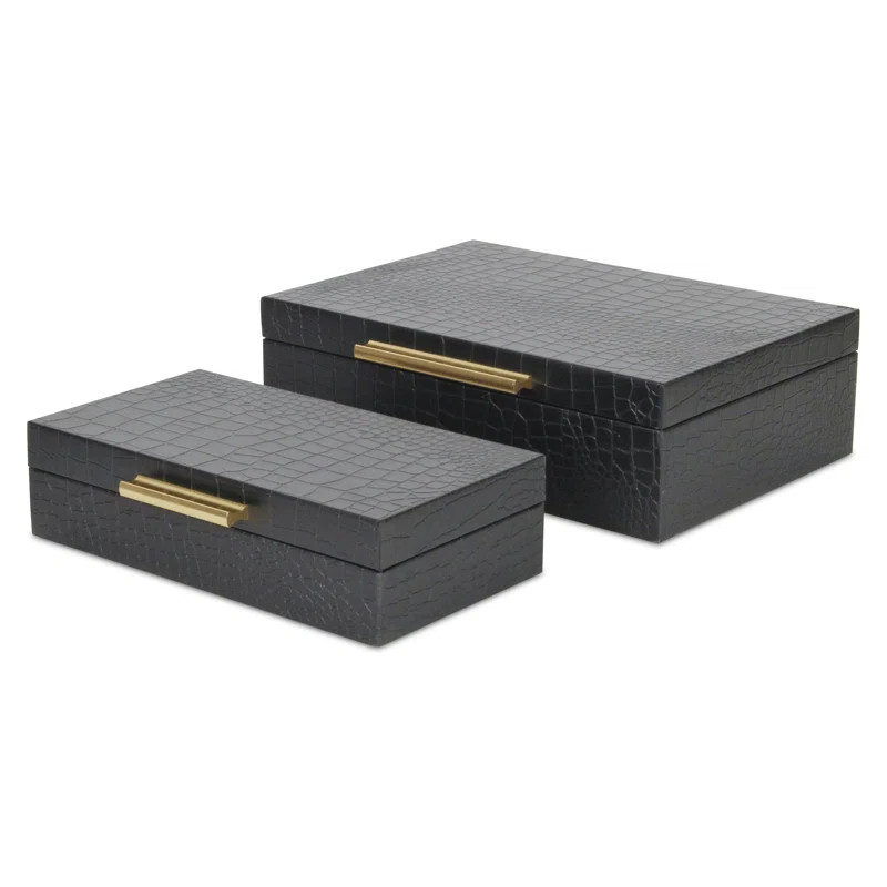 Rebeka 2 Piece Faux Leather Decorative Box Set | Wayfair North America