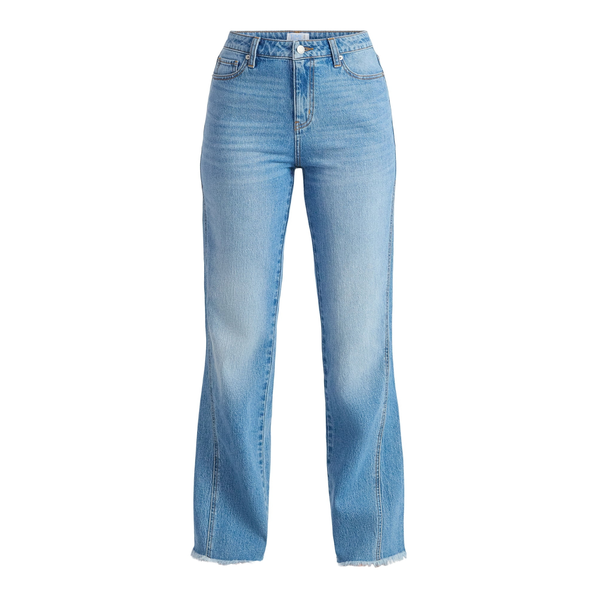 Time and Tru Women's High Rise Flare Jeans With Side Seam Details, 32" Inseam, Sizes 0-20 | Walmart (US)