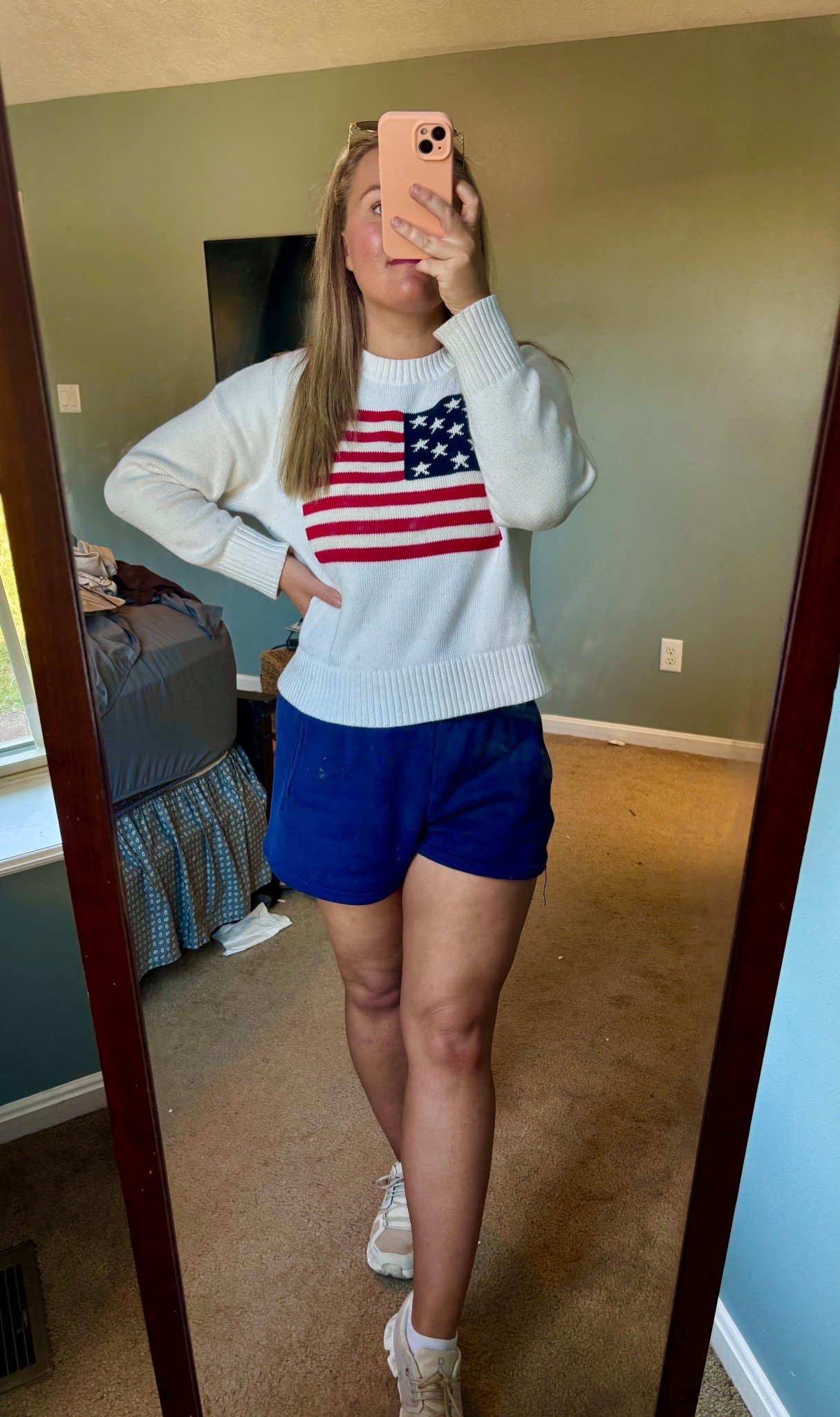 Old Navy American glad crew neck & offline by Aerie shorts.

#LTKActive #LTKPetite #LTKStyleTip