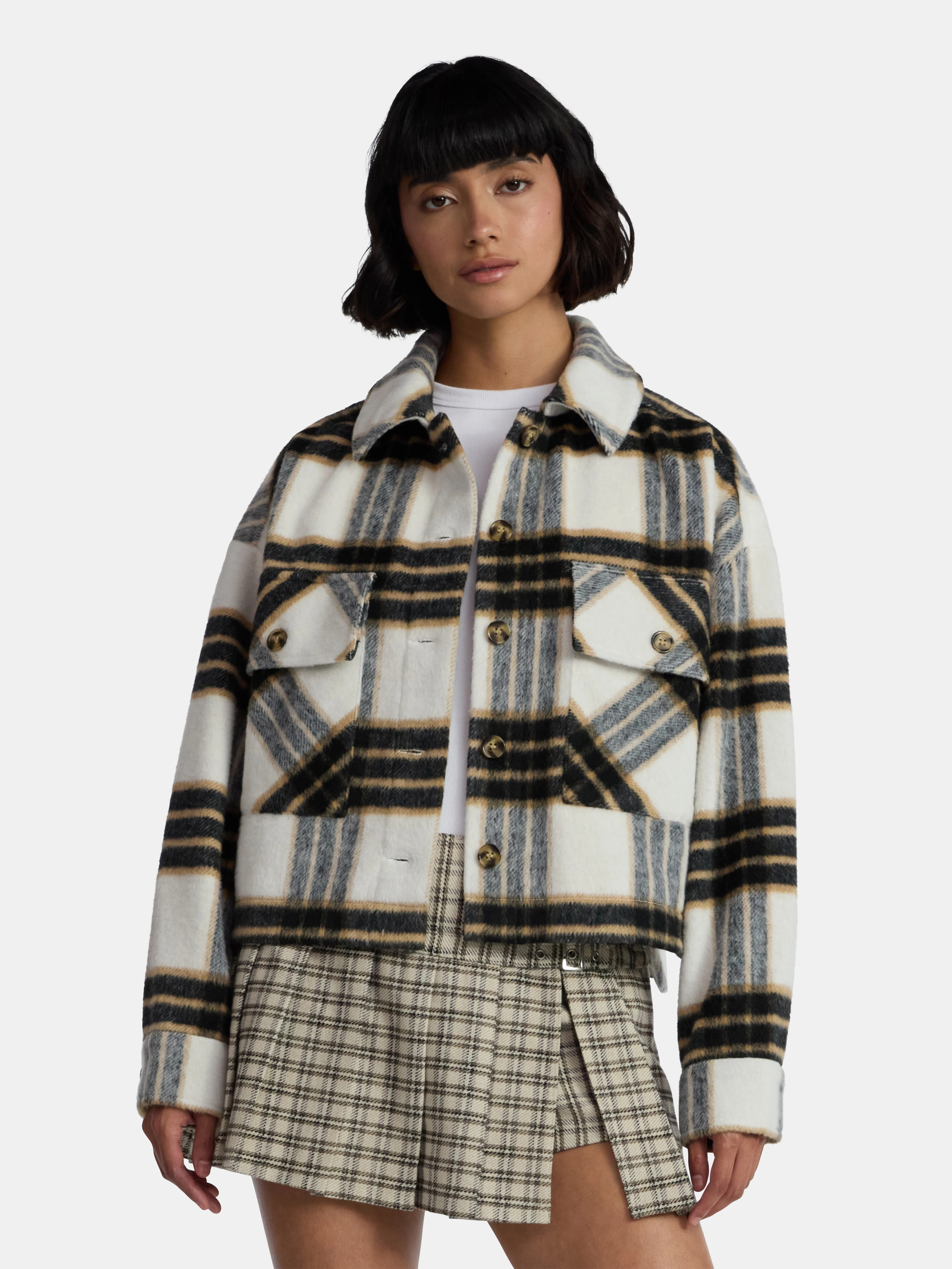 Madden NYC Women’s Plaid Jacket, Midweight, Sizes XXS-XXL - Walmart.com | Walmart (US)