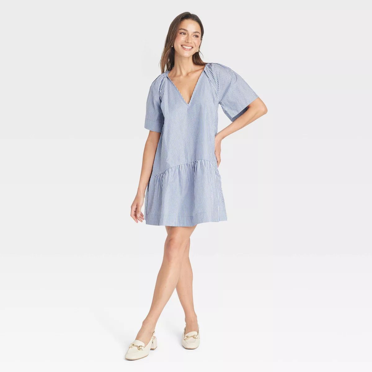 Women's Flutter Short Sleeve Mini Poplin Dress - A New Day™ | Target