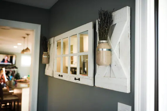 8 Pane Farmhouse Wall Decor Window Mirror - Rustic Window Mirror - Rustic Mirror - Large Window M... | Etsy (US)