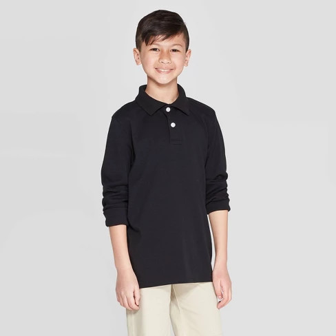long sleeve interlock polo