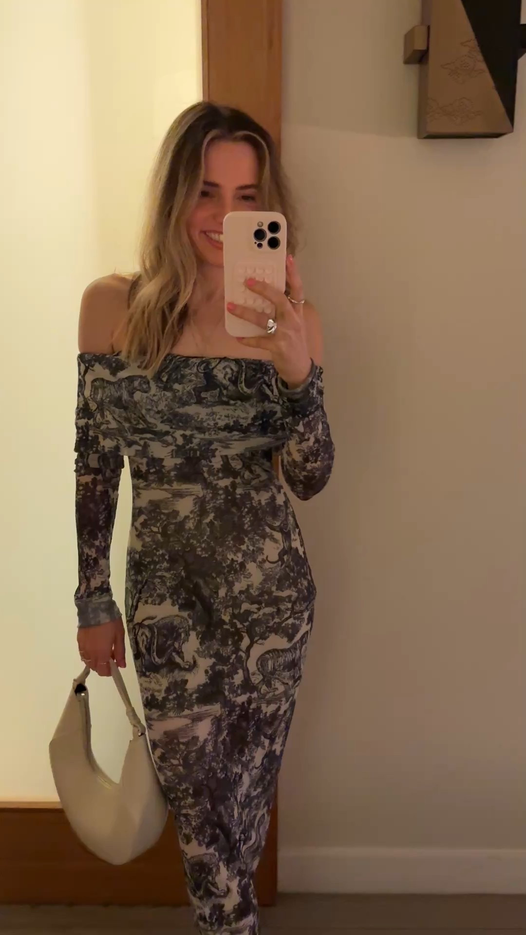 wore this sheer off-the-shoulder maxi dress for dinner in the west village and it was a vibe ✨ the blue pattern feels really luxe + unique, but it’s actually such an affordable piece (love when that happens). i felt so confident and comfortable in it all night. paired it with neutral heels + my favorite structured bag so the dress could be the star.
wearing a size small. the fit is true to size, and is the perfect balance of chic + effortless.
#datenightoutfit #falloutfitideas #nycoutfits #fallfashion #sheerdress 


#LTKTravel #LTKStyleTip #LTKSeasonal