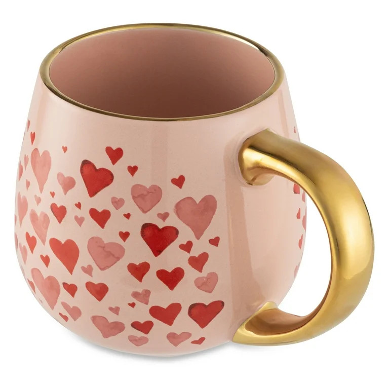 Thyme & Table 16 fl oz Hearts Ceramic Mug with Gold Handle | Walmart (US)
