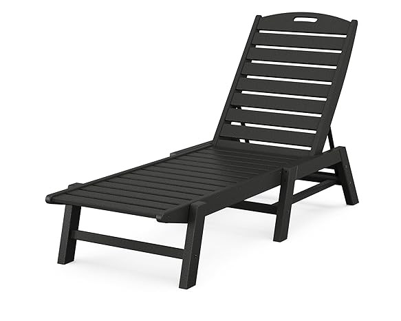 POLYWOOD NAC2280BL Nautical Patio Chaise, Black | Amazon (US)