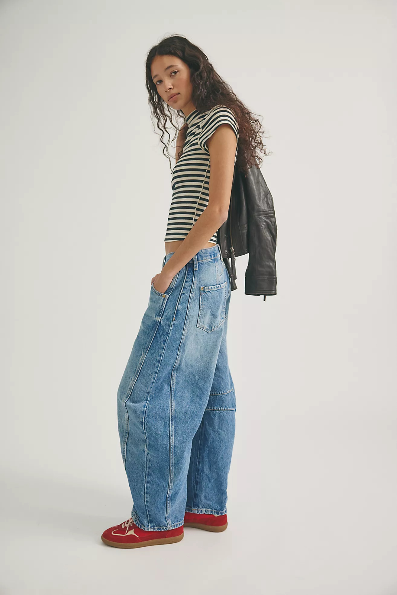 Jeans barrel taille mi-haute We The Free Good Luck | Free People FR