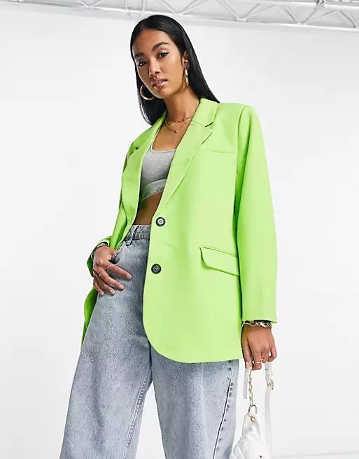 Vero Moda oversized blazer in bright green | ASOS (Global)