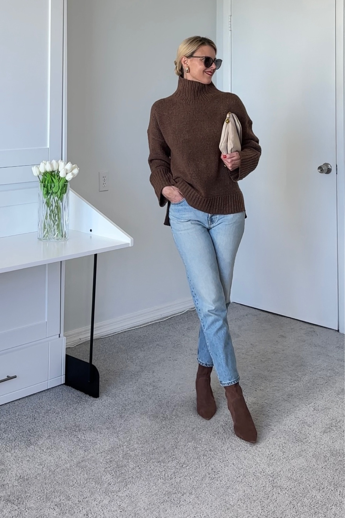 Fall outfit.   All true to size. 

The boots I'm wearing my usual size for closed toe shoes.   I'm a 7-7.5.   These are a 7.5 

#LTKover40 #LTKSale #LTKSeasonal