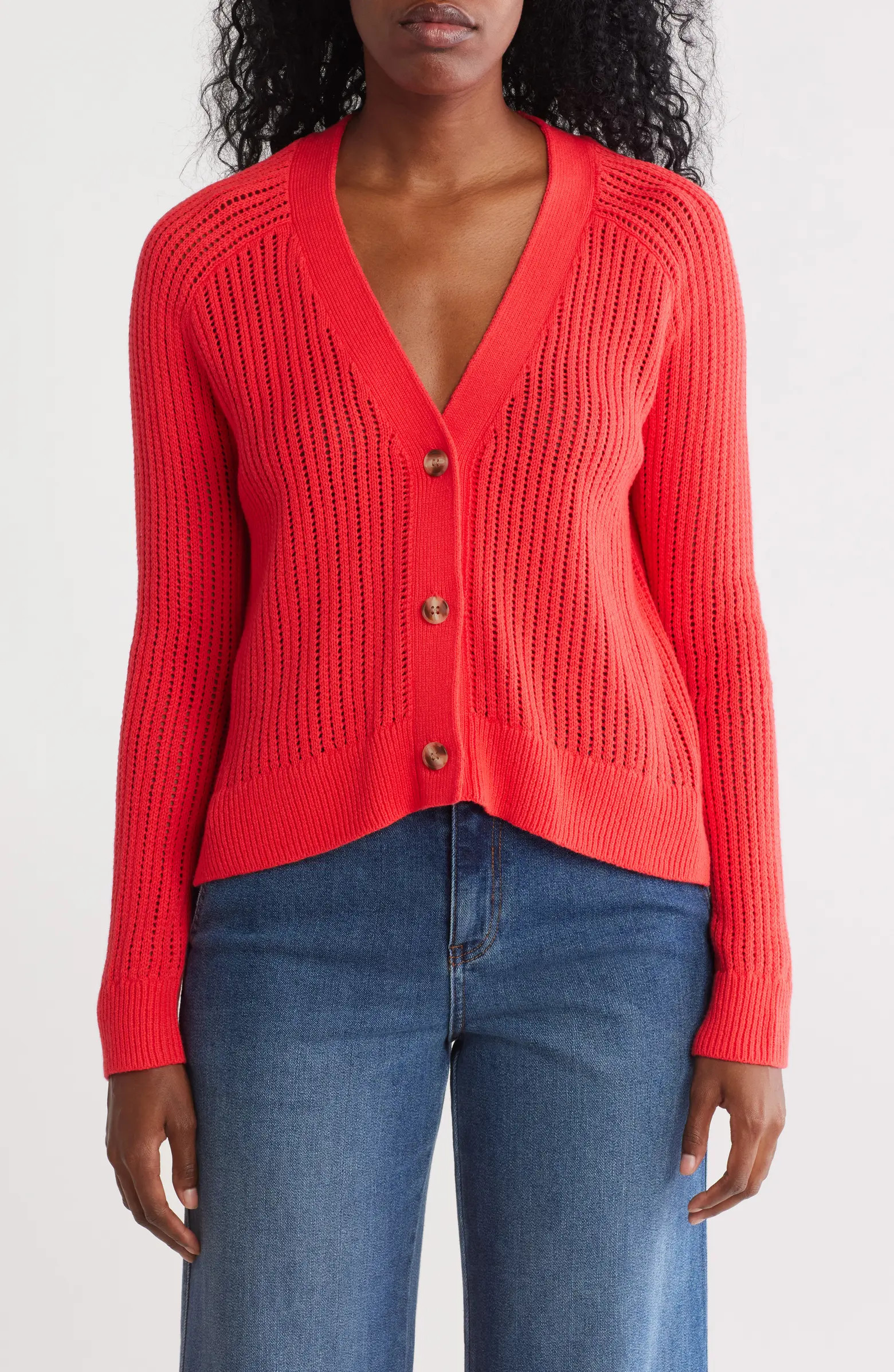 Cotton Blend Pointelle Cardigan | Nordstrom Rack