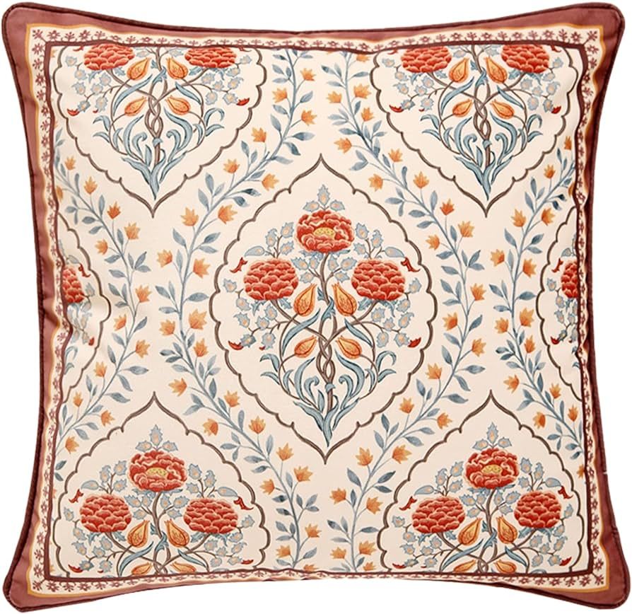 patdrea Decorative Square Throw Pillow Covers 18"X18",Velvet Farmhouse Throw Covers,Vintage Flora... | Amazon (US)