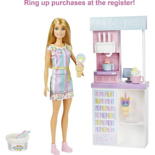 Barbie Ice Cream Shop Playset with Blonde Doll, Ice Cream Machine, Molds, Dough & Accessories - W... | Walmart (US)