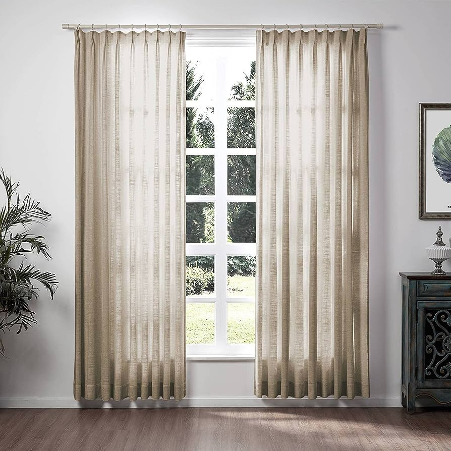 TWOPAGES 52 W x 96 L inch Pinch Pleat Unlined Darkening Drape Faux Linen Curtain Drapery Panel fo... | Amazon (US)